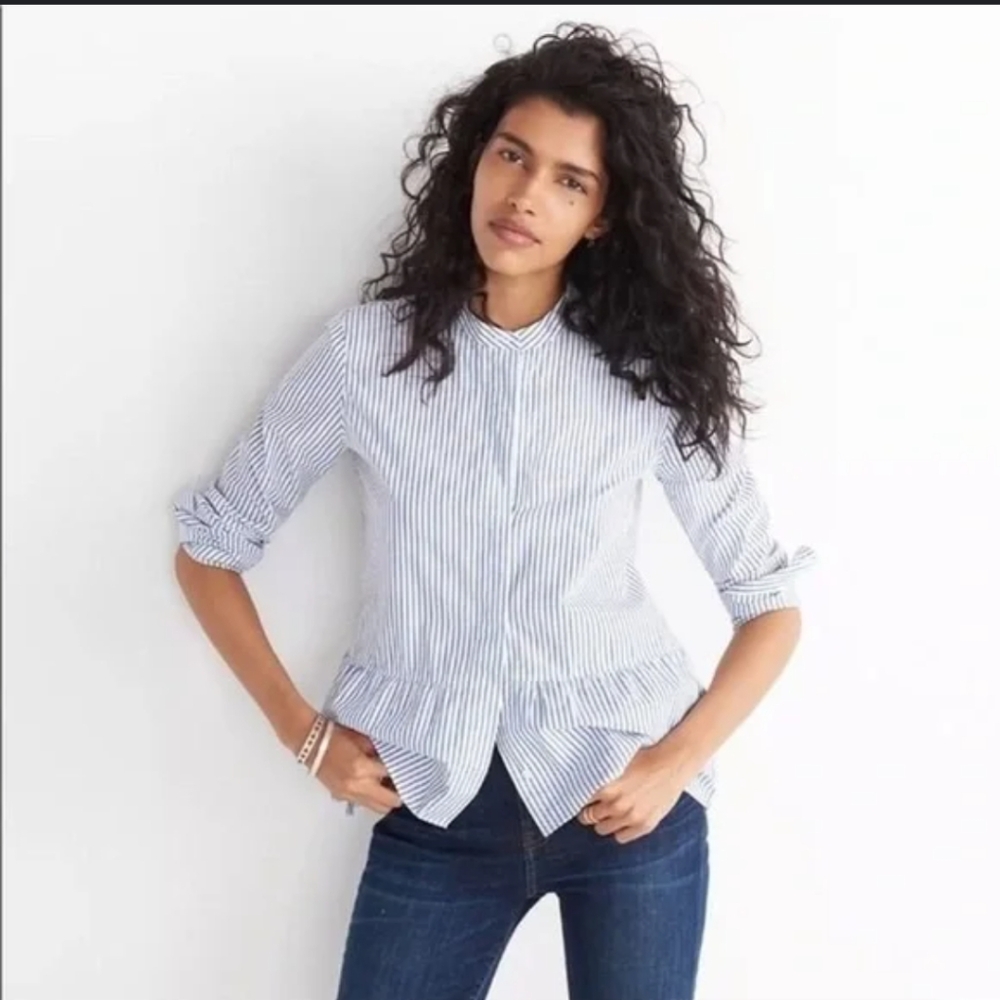 Madewell Lakeside striped peplum shirt xxs